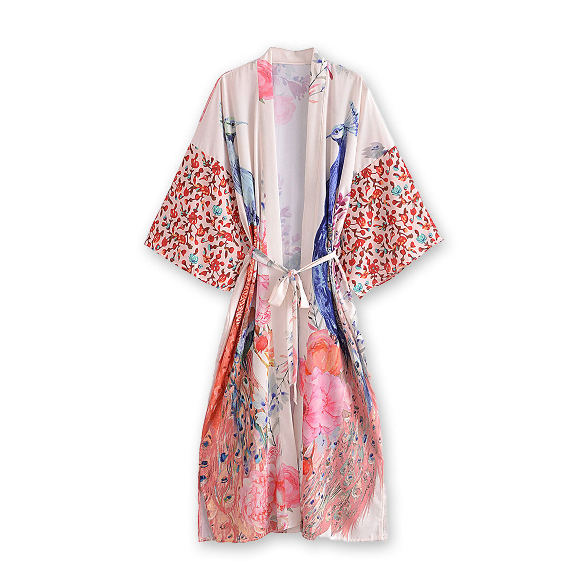 Peacock Dream Boho Floral Print Midi Robe
