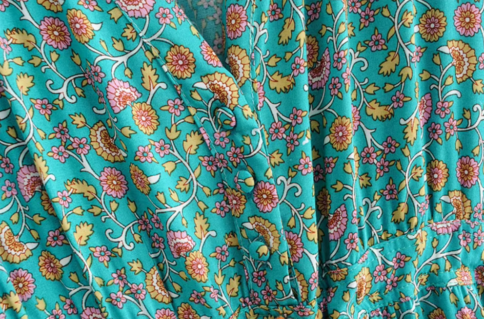 Coastal Charm Boho Floral Print Maxi Dress
