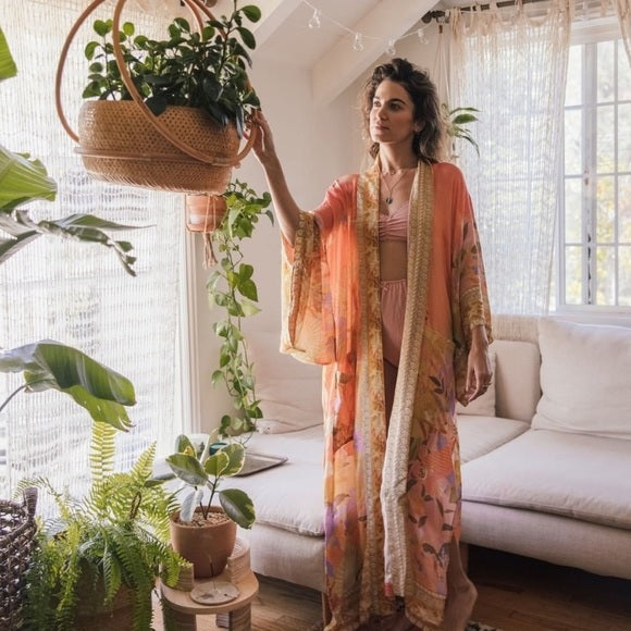 Mermaid Paradise Orange Boho Maxi Robe