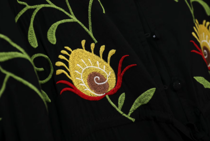 Black Heart Floral Embroidered Maxi Dress