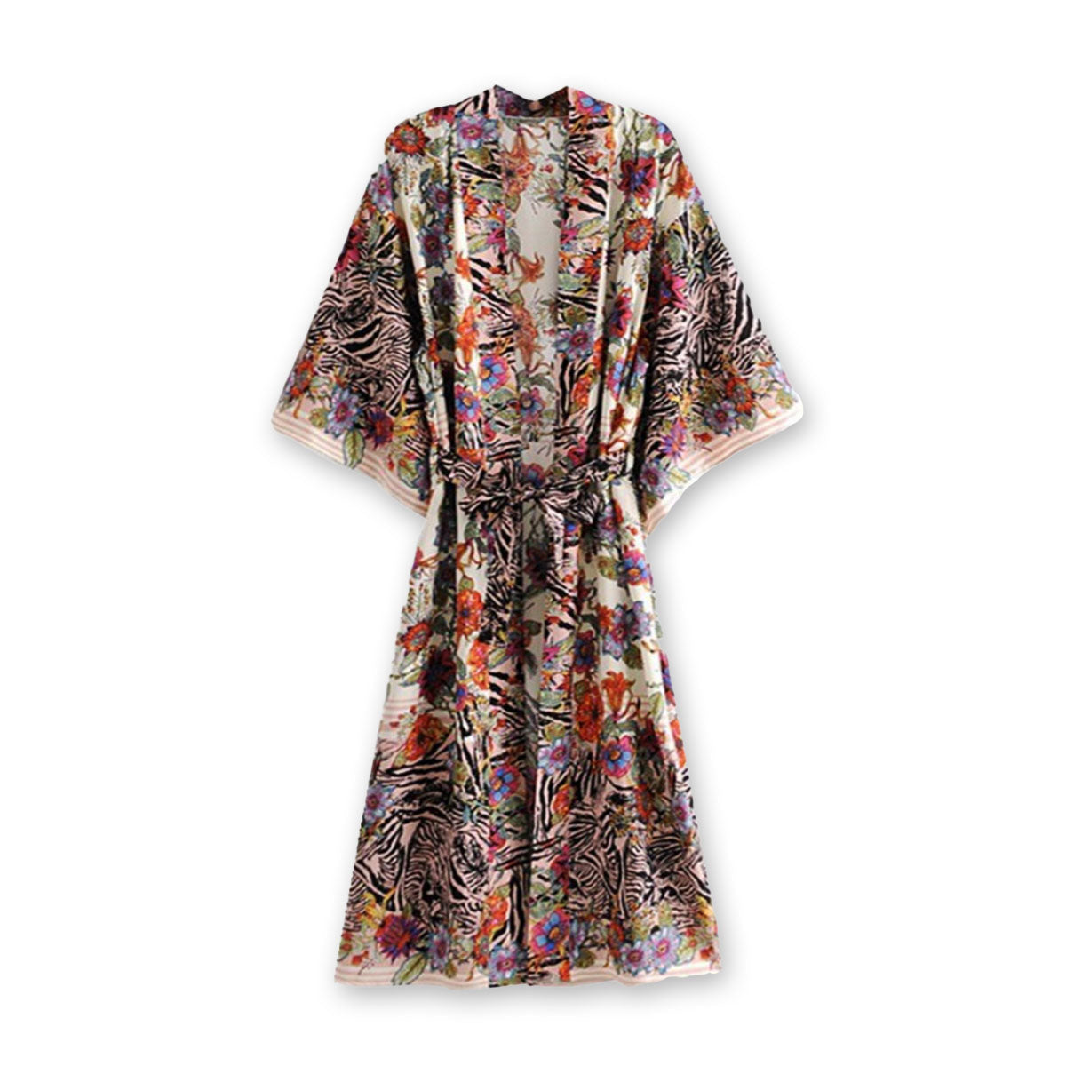 Zebra Print Boho Floral Maxi Robe