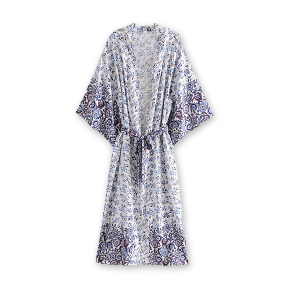 Gypsy Goddess Boho Floral Print Maxi Robe