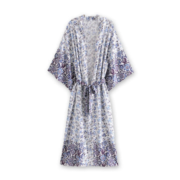 Gypsy Goddess Boho Floral Print Maxi Robe
