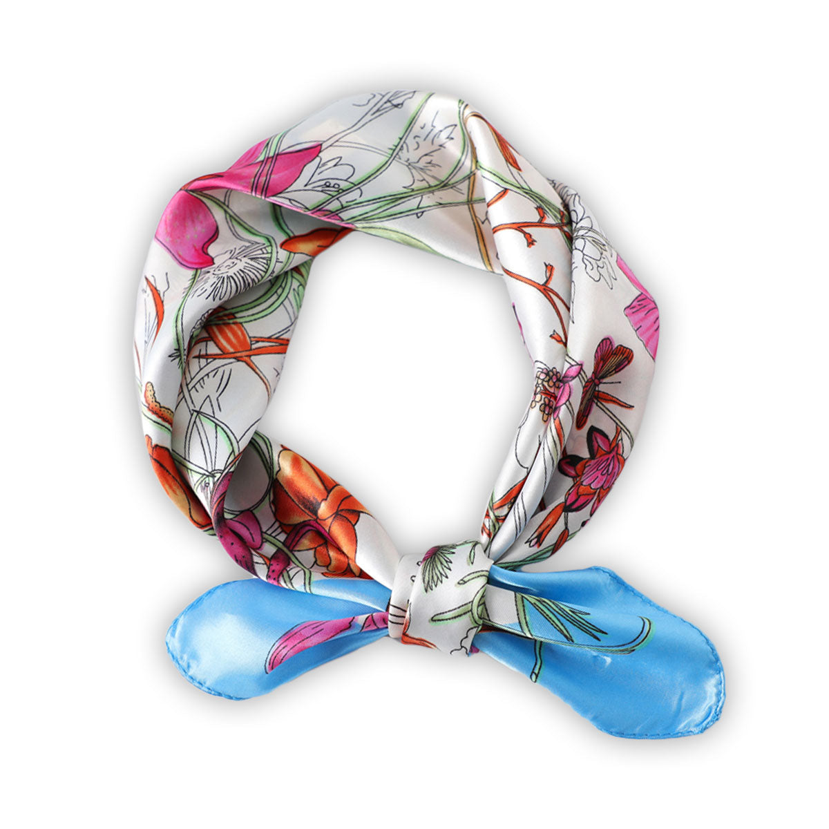 Azure Blue Floral Boho Scarf