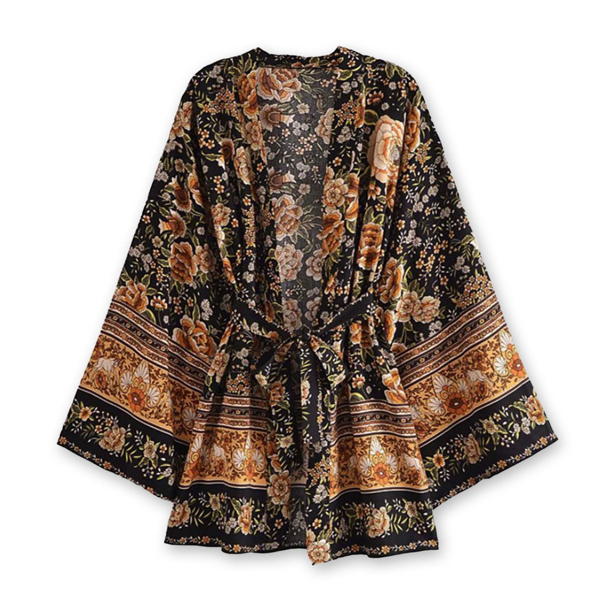 Midnight Pony Boho Floral Print Short Robe