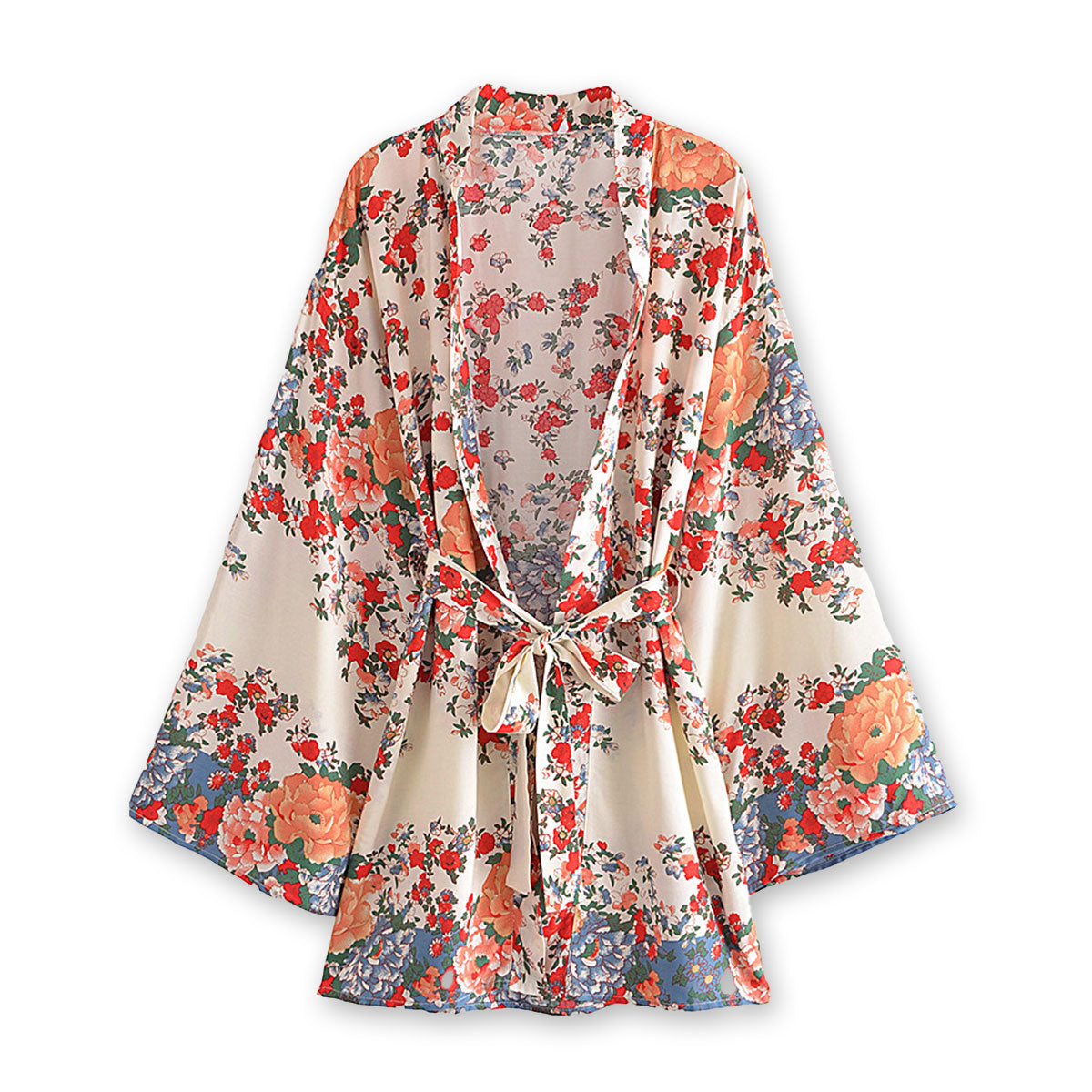 Wedding White Boho Floral Print Short Robe