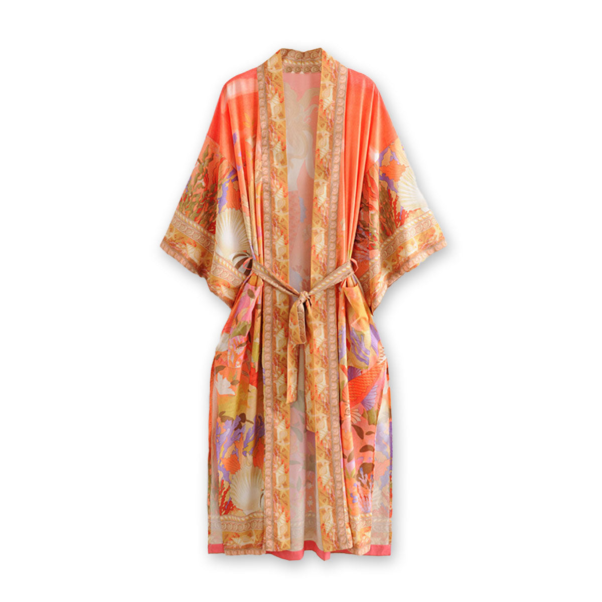 Mermaid Paradise Orange Boho Maxi Robe
