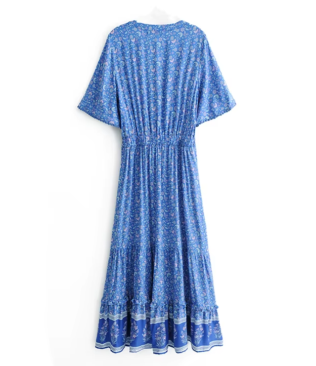 Whispering Willow Boho Floral Print Maxi Dress