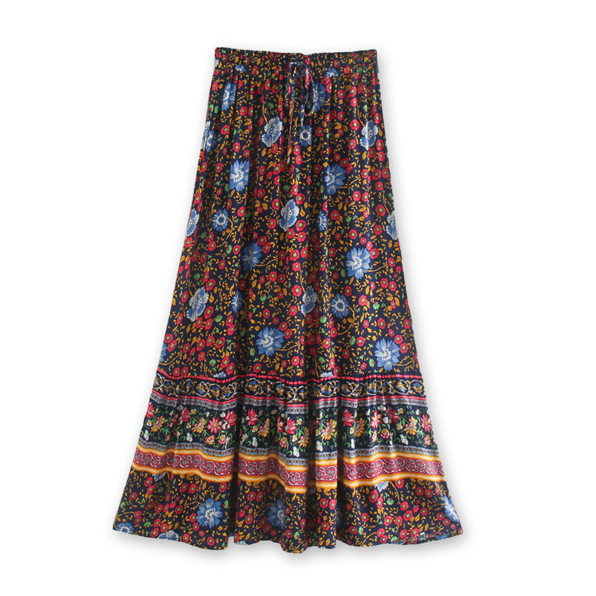 Poseidon Boho Floral Print Maxi Skirt