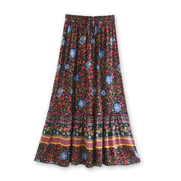 Poseidon Boho Floral Print Maxi Skirt
