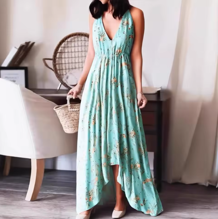 Whispers of Romance Boho Floral Print Maxi Dress