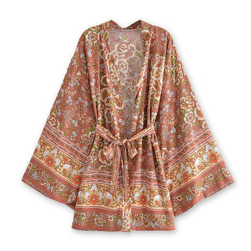 Sienna Rose Pony Boho Floral Print Short Robe
