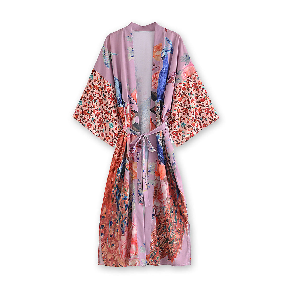 Peacock Dream Boho Floral Print Midi Robe