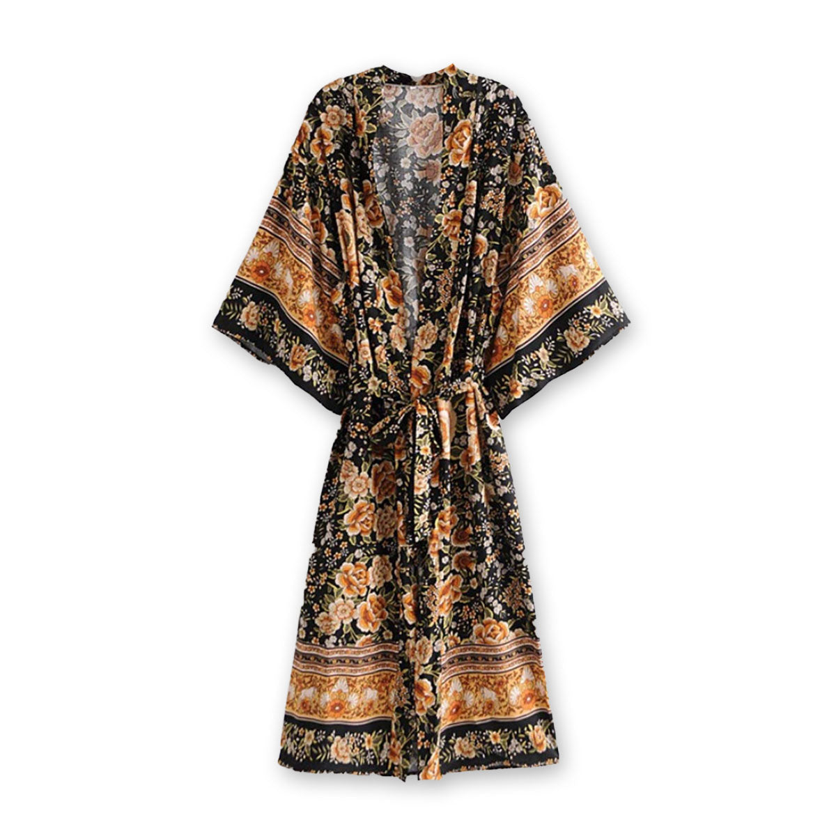 Dark Horse Boho Floral Print Maxi Robe