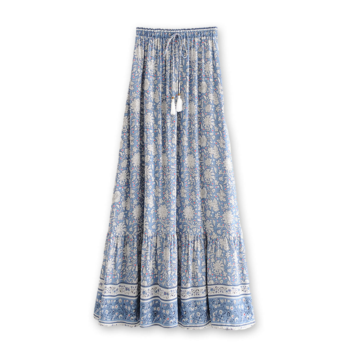 Blue Bliss Boho Floral Print Maxi Skirt