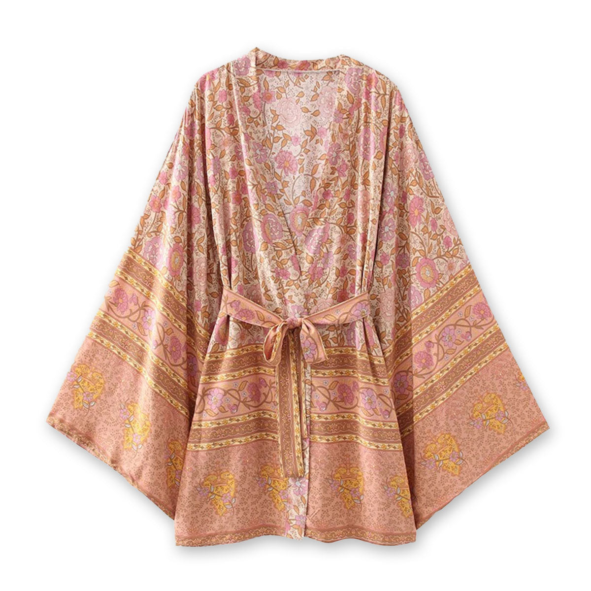 Monticello Rose Boho Floral Print Short Robe