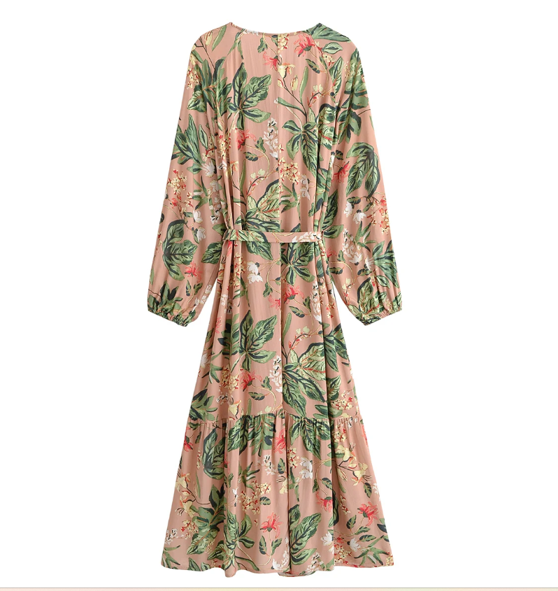 Blushed Dusk Boho Floral Print Long Sleeve Maxi Dress