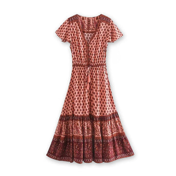 Siesta Rose Boho Floral Print Midi Dress