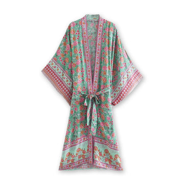 Mountain Meadow Boho Floral Print Midi Robe