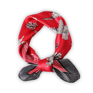 Crimson Red Floral Boho Scarf