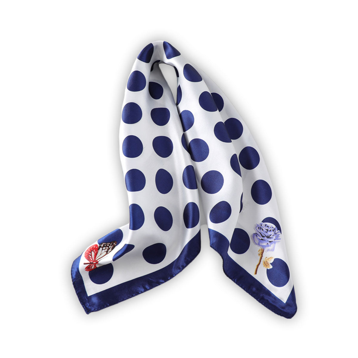 Oxford Blue Polkadot Butterfly Boho Scarf
