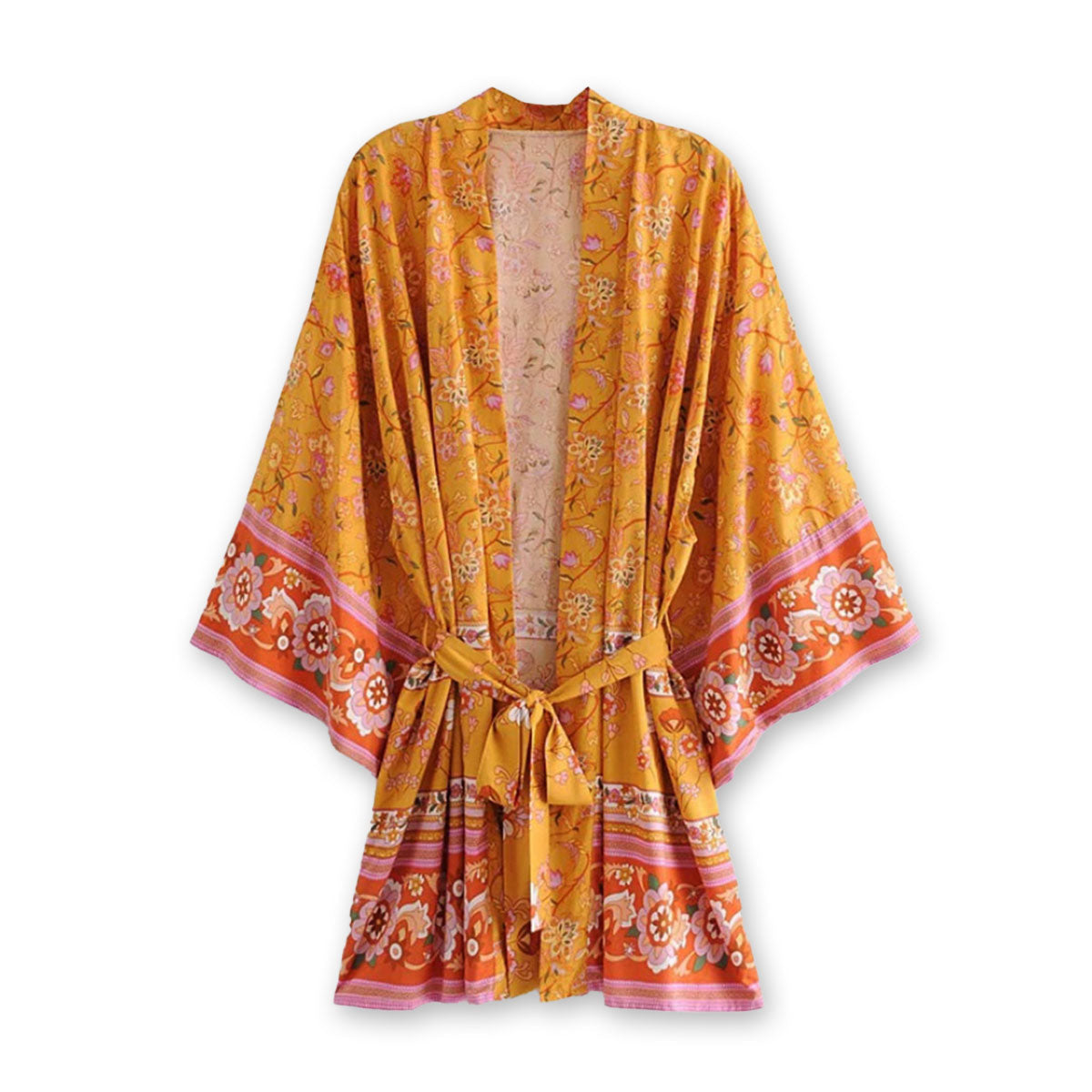 Golden Orange Boho Short Robe