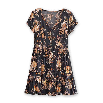 Flirty Bird Boho Floral Print Mini Dress