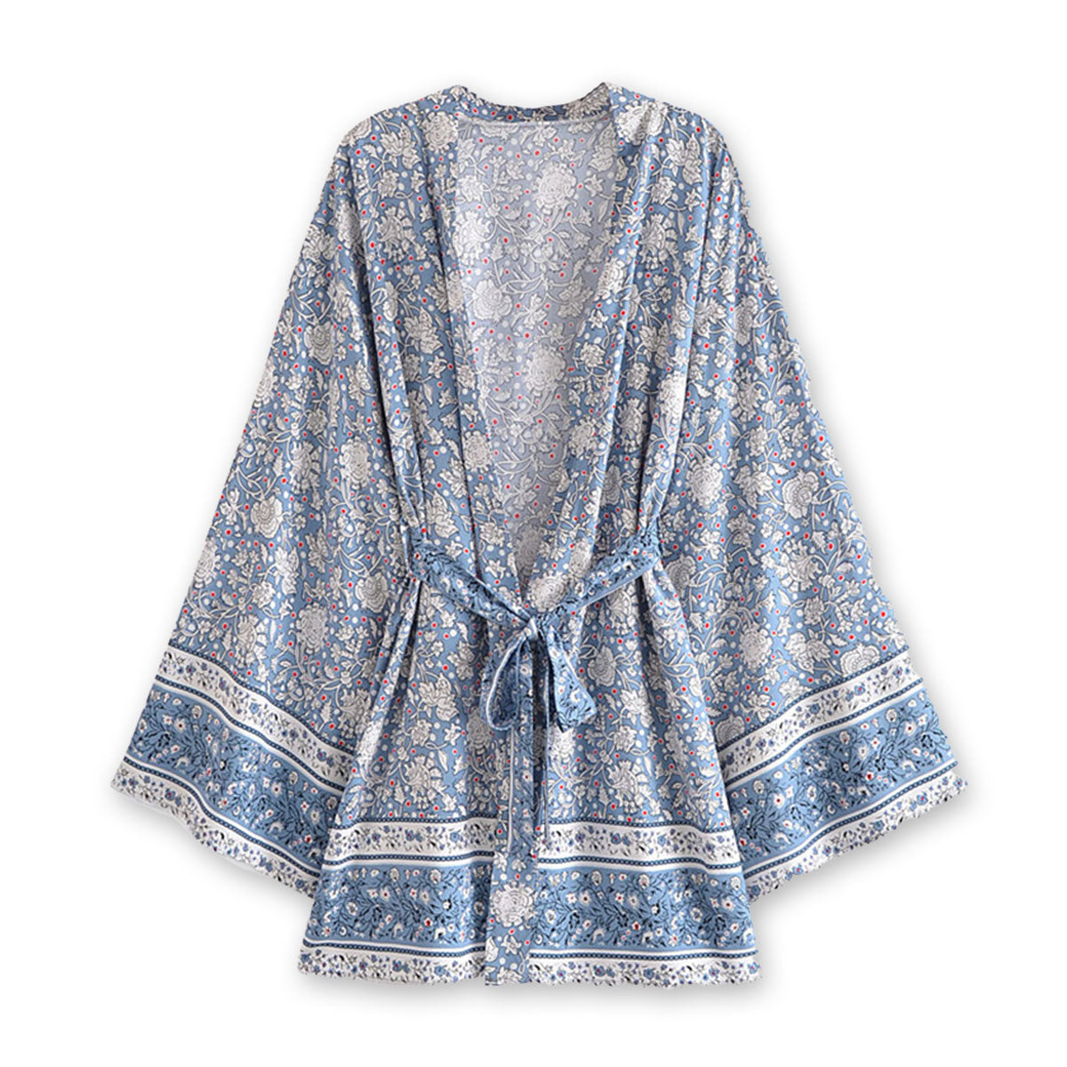 Dayflower Boho Floral Print Short Robe