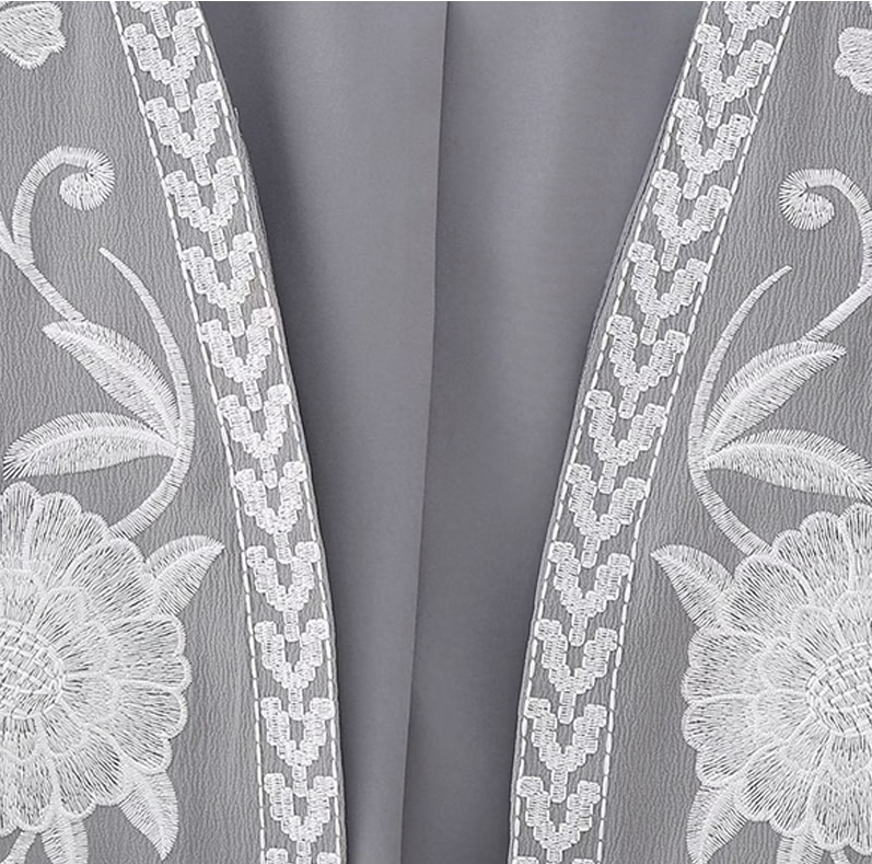 Gray Blooms Boho Floral Embroidered Vest