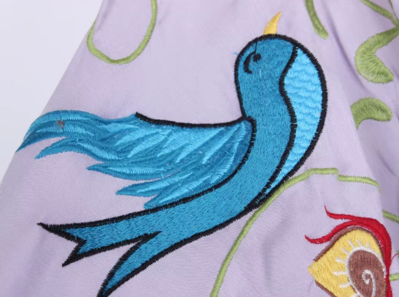 Lavender Heart Floral Embroidered Maxi Dress