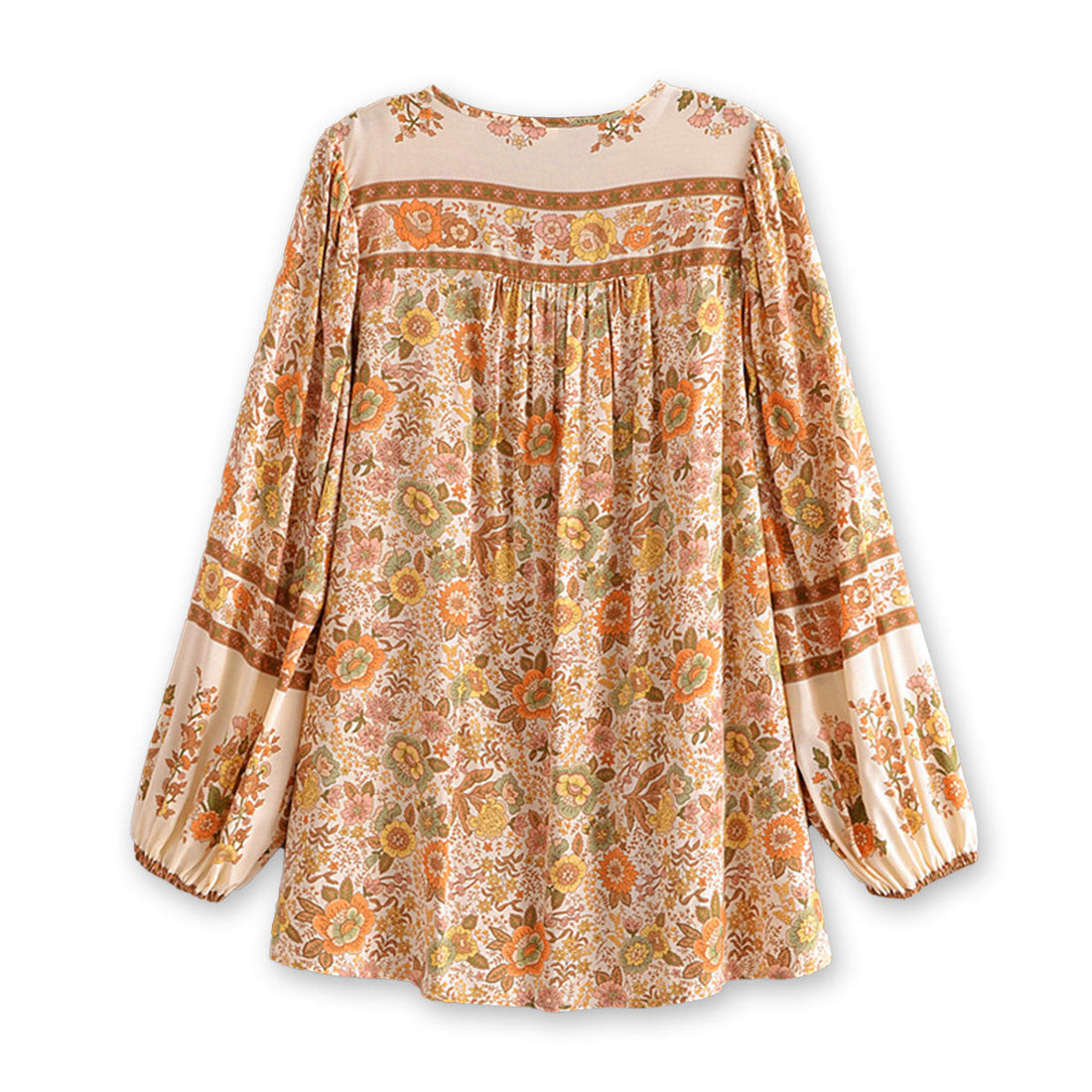 Sahara Sands Boho Floral Print Long Sleeve Blouse