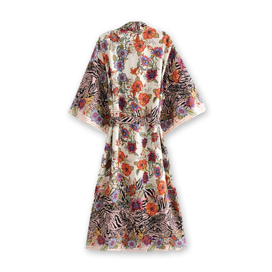 Zebra Print Boho Floral Maxi Robe