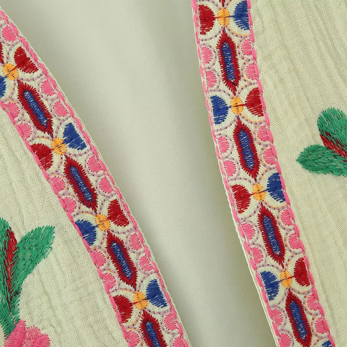 Green Blooms Boho Floral Embroidered Vest