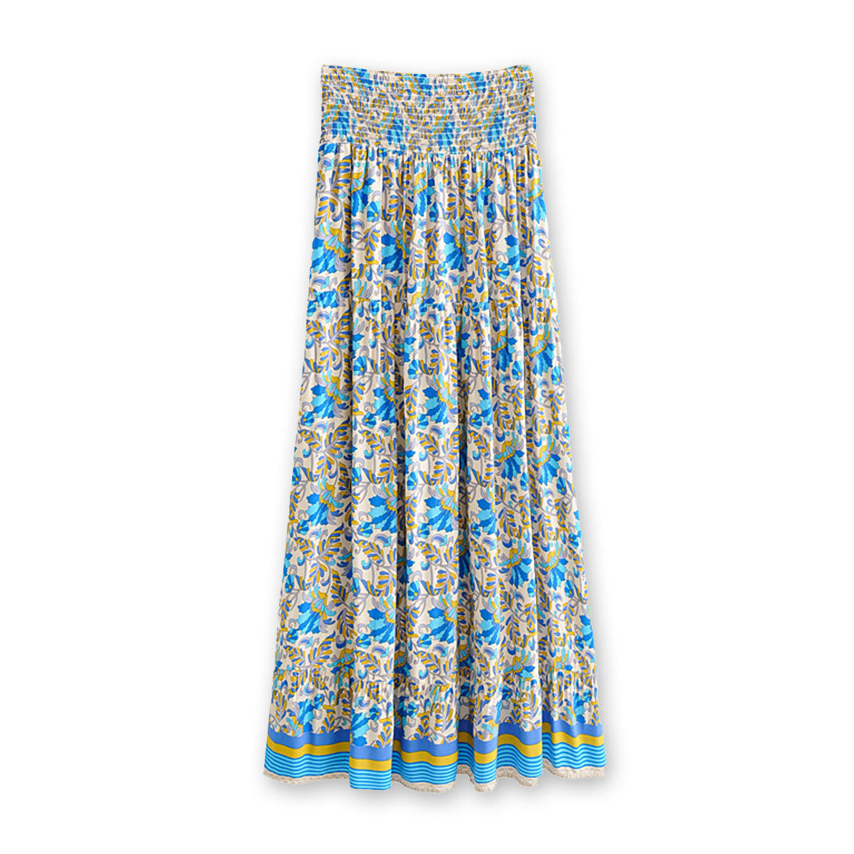 Blue Breeze Boho Floral Print High-Low Maxi Skirt