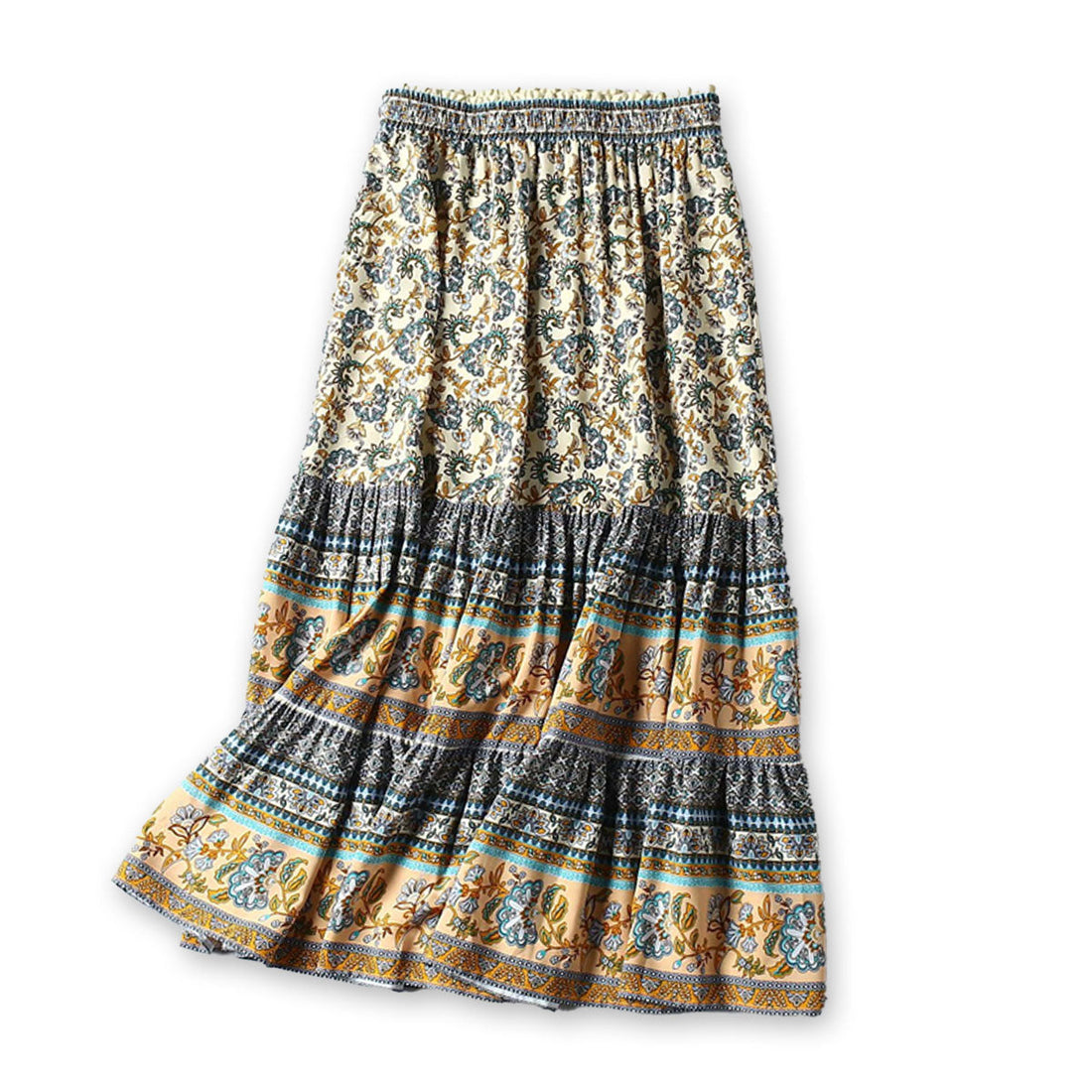 Blue Haven Boho Floral Print Midi Skirt
