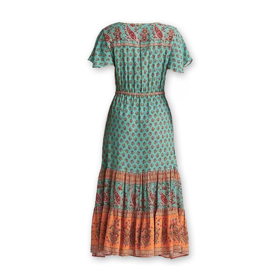 Sea Mist Boho Floral Print Midi Dress