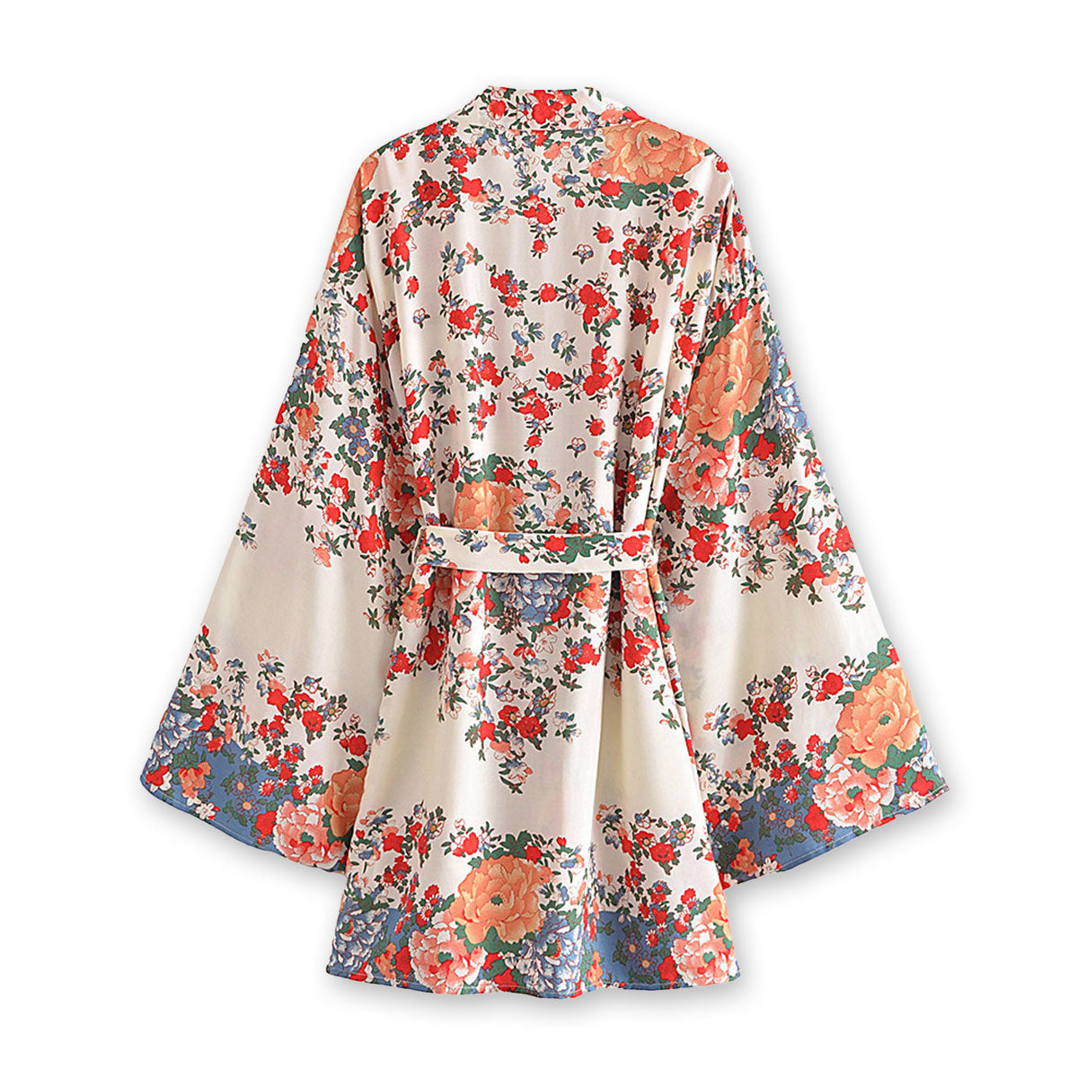 Wedding White Boho Floral Print Short Robe