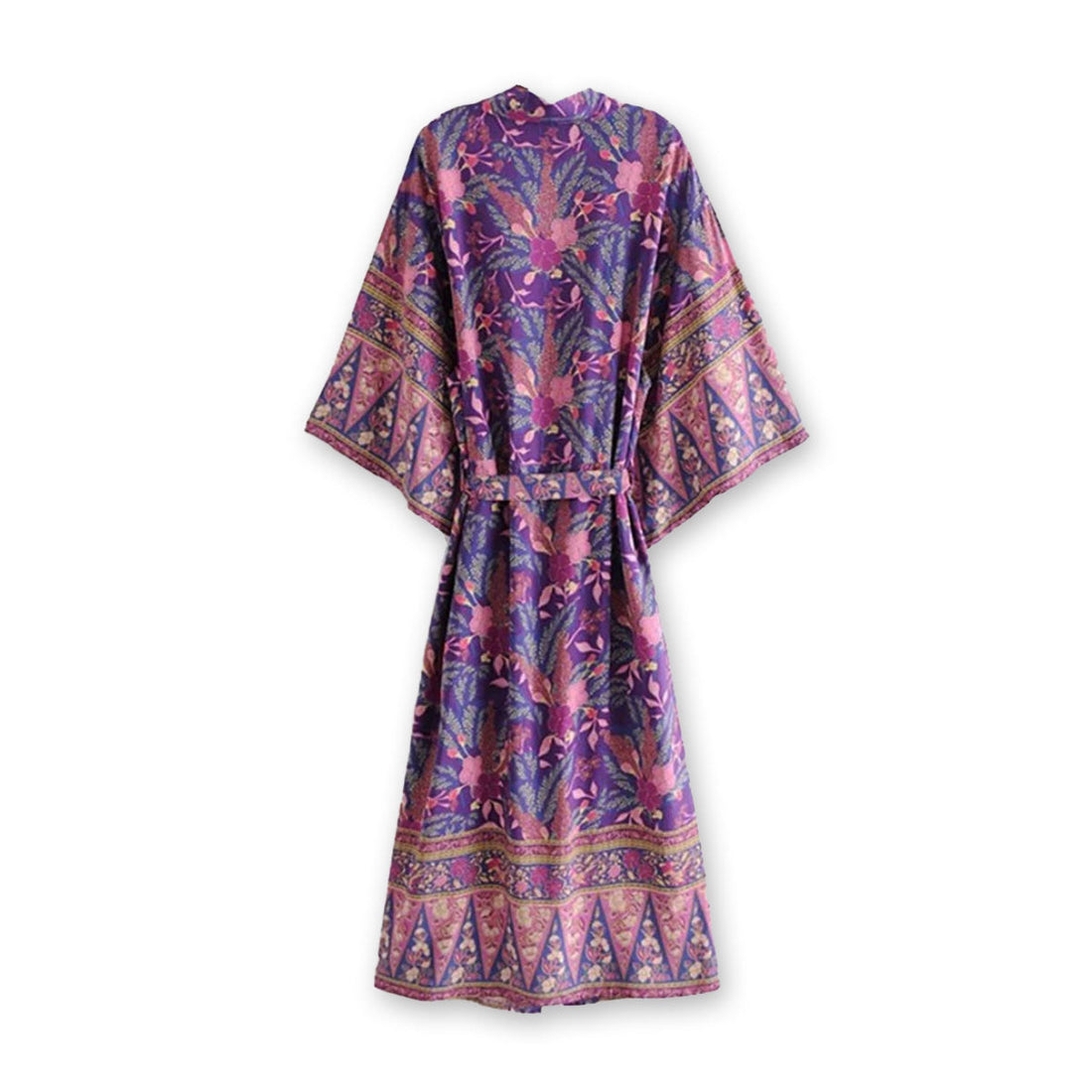Violet Purple Boho Floral Print Maxi Robe