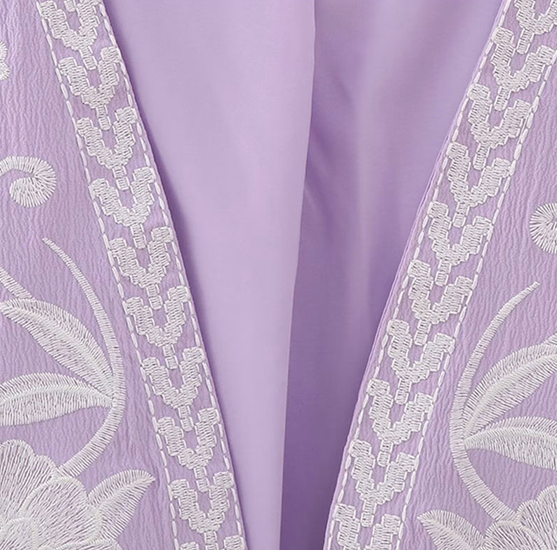 Lavender Blooms Boho Floral Embroidered Vest