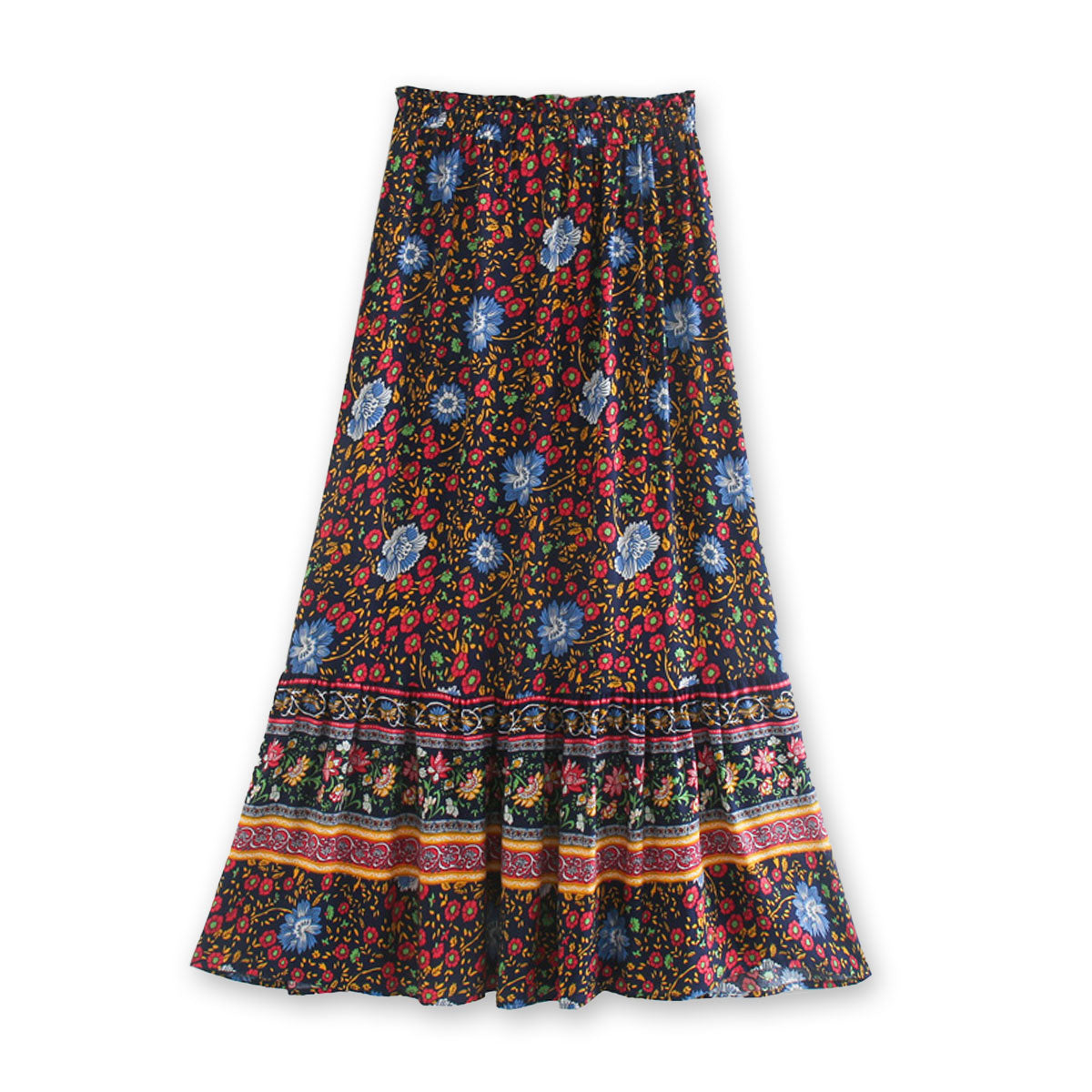 Poseidon Boho Floral Print Maxi Skirt