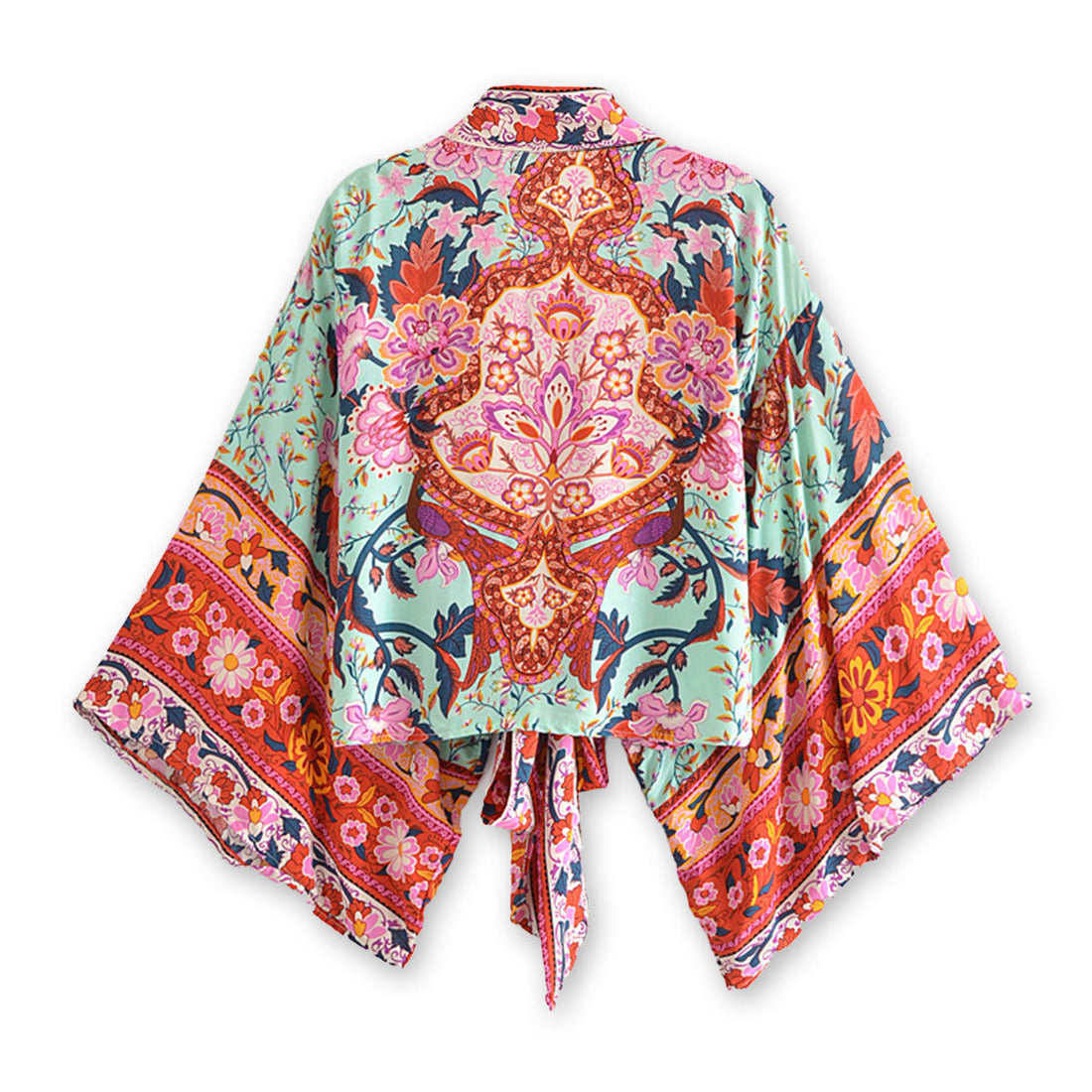 Aqua Blue Boho Floral Print Crop Top