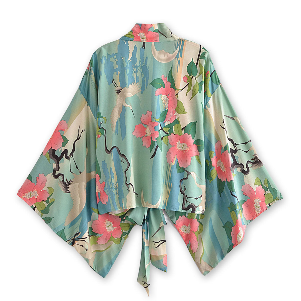 Moonlight Crane Boho Floral Print Crop Top