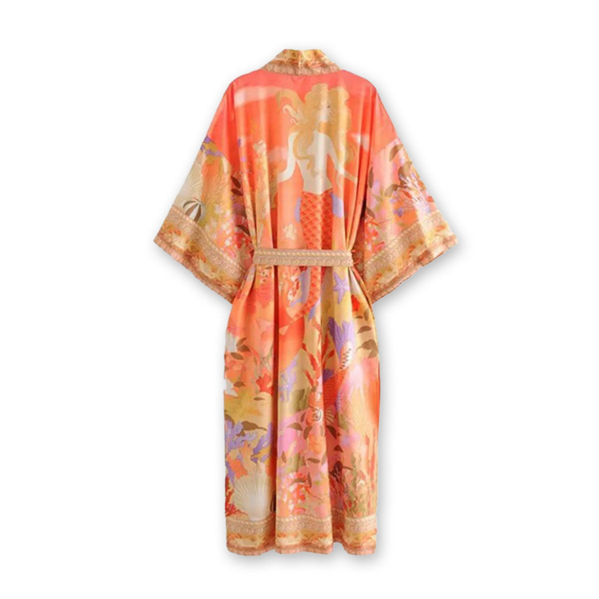 Mermaid Paradise Orange Boho Maxi Robe