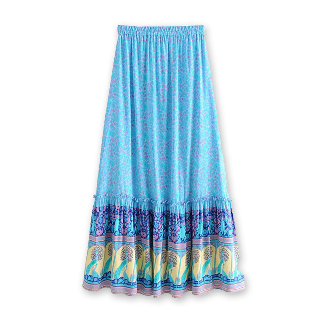 Island Sea Boho Floral Print Maxi Skirt