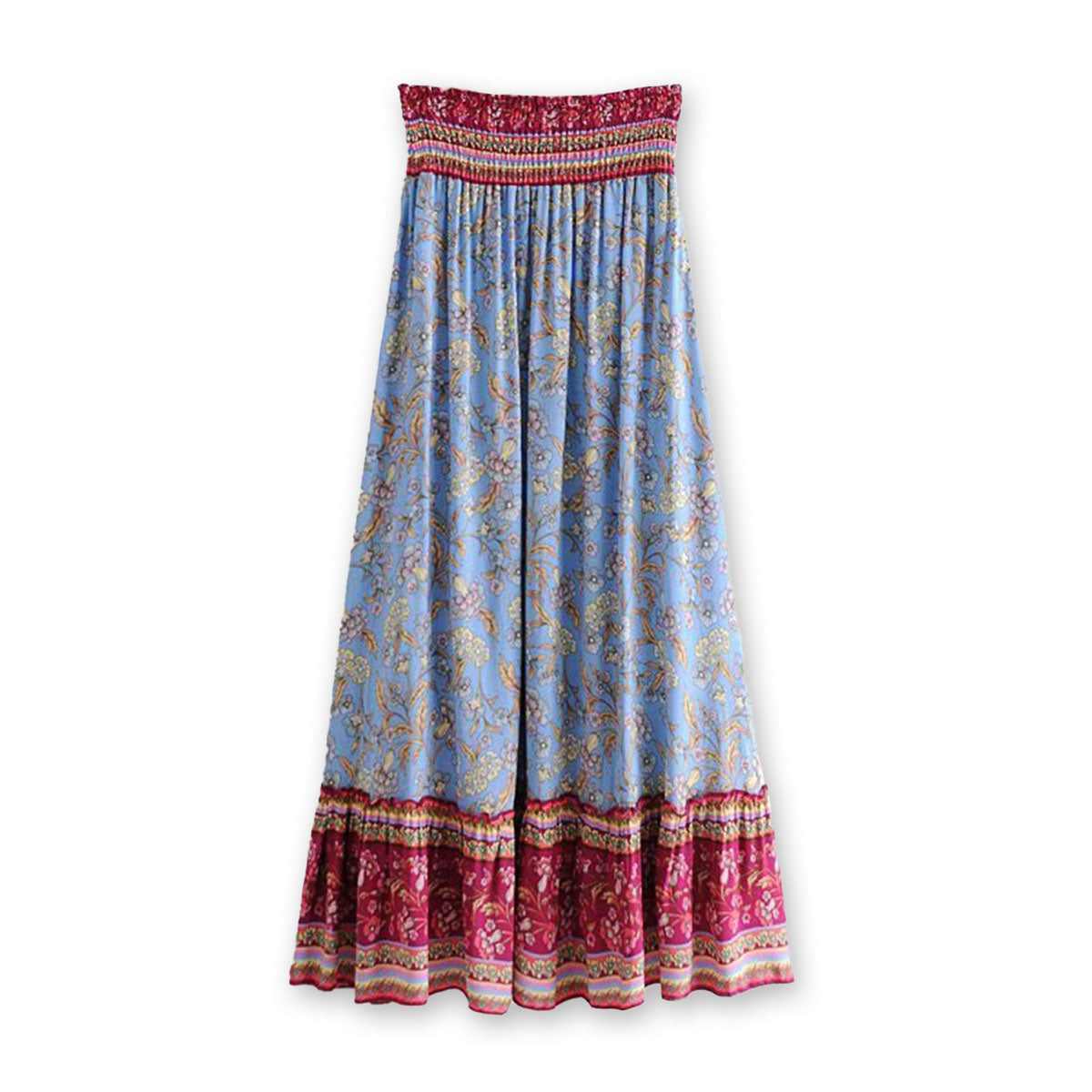 Periwinkle Dream Boho Floral Print Maxi Skirt