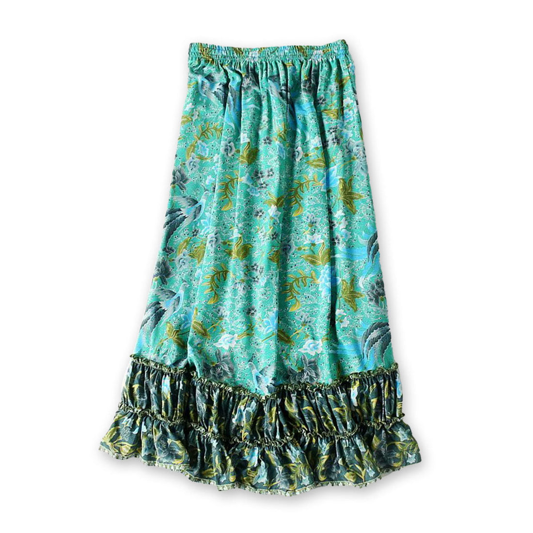 Jaded Peacock Boho Floral Print Midi Skirt