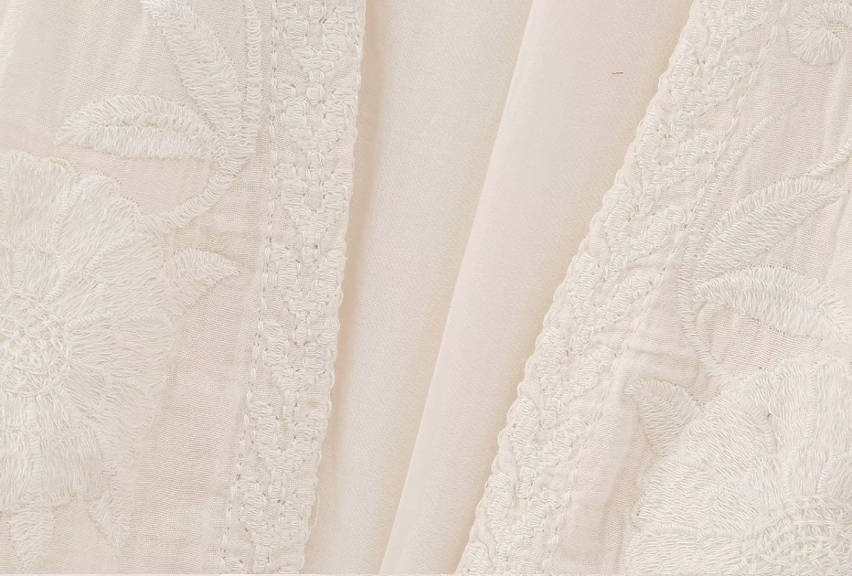 White Blooms Boho Floral Embroidered Vest