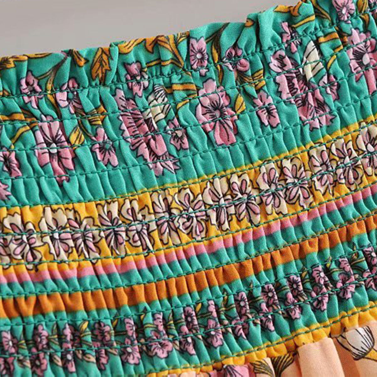 Sweet Peach Boho Floral Print Maxi Skirt