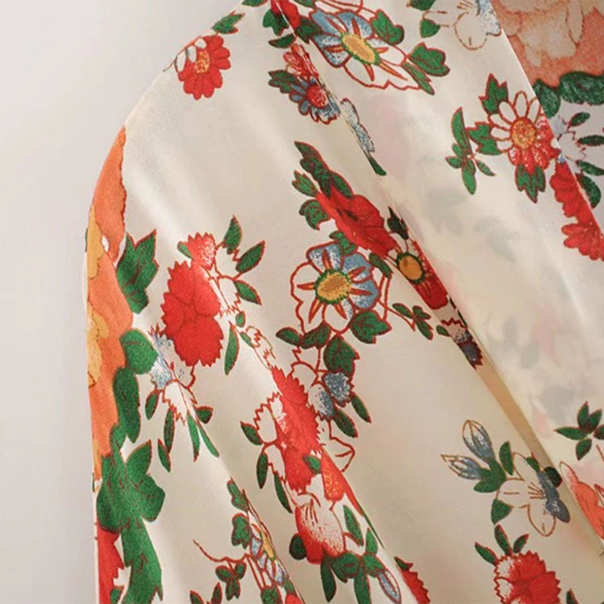 Wedding White Boho Floral Print Maxi Robe