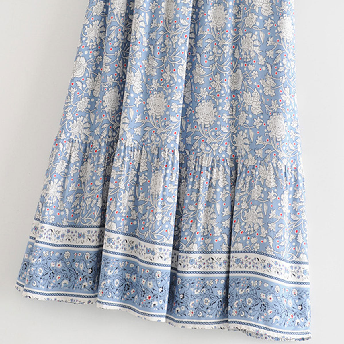 Blue Bliss Boho Floral Print Maxi Skirt